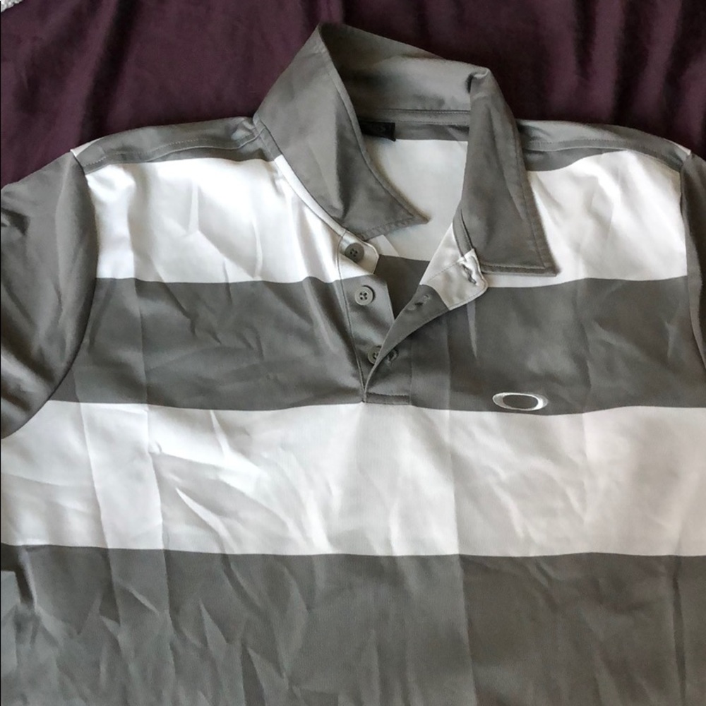 Oakley grey and white polo shirt